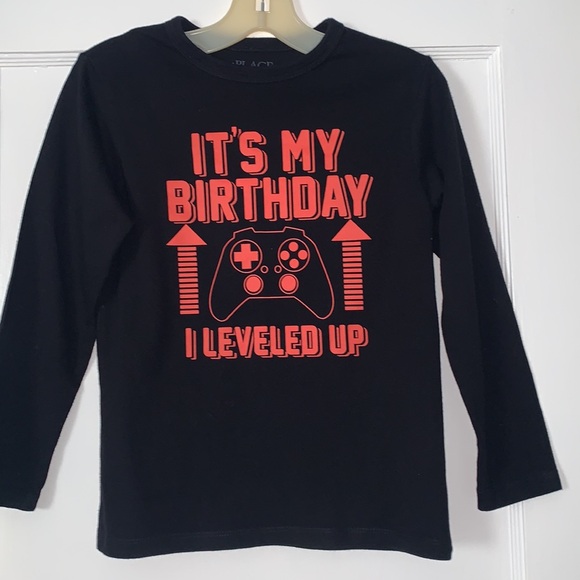Children’s Place Birthday Gamer Shirt 5/6 EUC Black Long Sleeves - Picture 5 of 7